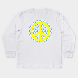 YELLOW Peace Sign Hippie Lifestyle Kids Long Sleeve T-Shirt